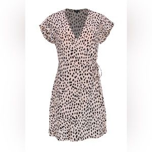 Rails Dress Womens Small Pink Leopard Print  Leanne Silk Wrap Dres